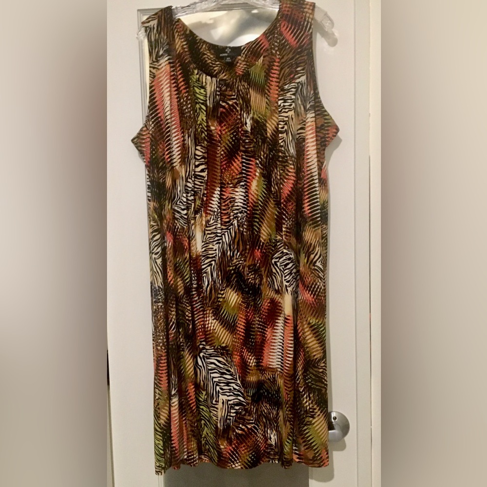 Ronni Nicole Ladies 18W Abstract Design Vintage Below Knee Sleeveless Dress